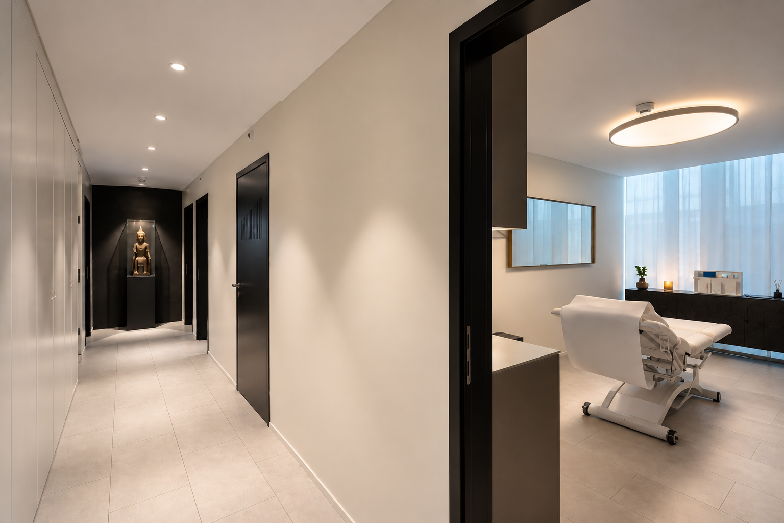 Accueil 9 Couloir moderne et salle de soins apaisante